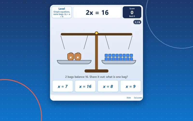 Balance Puzzle, maths game