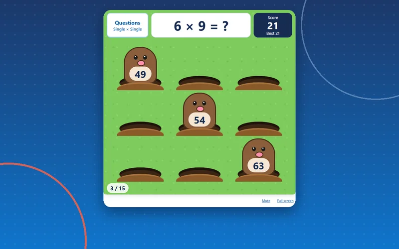Maths Moles, maths game