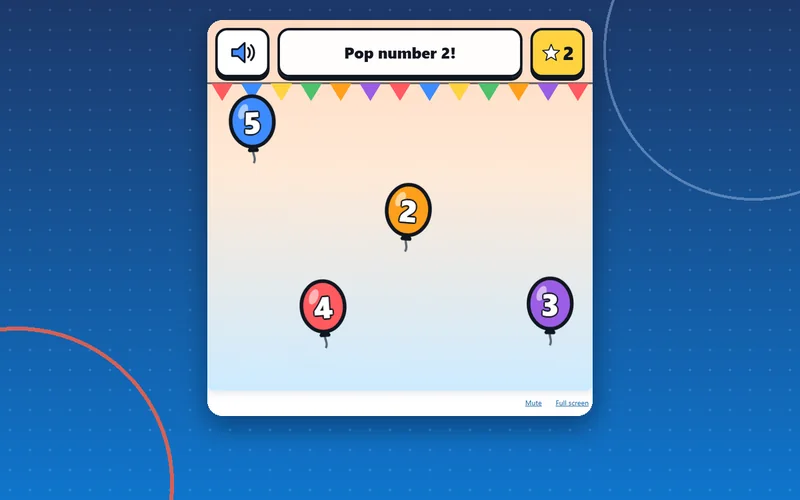 Number Balloons, maths game
