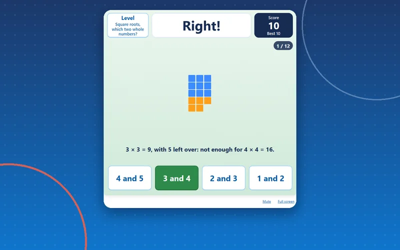 Squares and Cubes, maths game