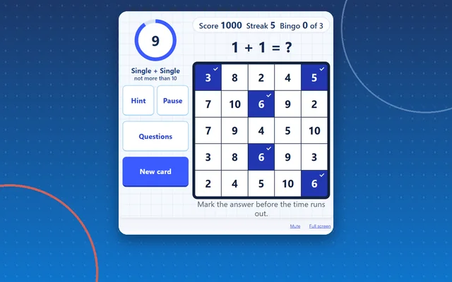 Maths Bingo, maths game
