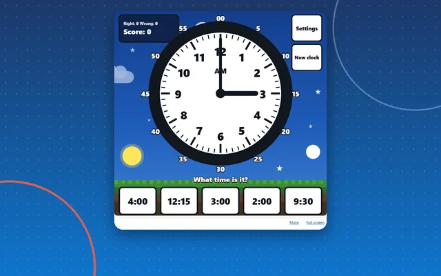 Telling Time, maths game