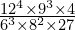 \frac{12^4 \times 9^3 \times 4}{6^3 \times 8^2 \times 27}