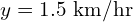 y = 1.5\ \text{km/hr}