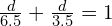 \frac{d}{6.5} + \frac{d}{3.5} = 1