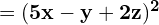 \quad \quad = \mathbf{(5x - y + 2z)^2}