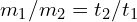 m_1/m_2 = t_2/t_1