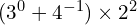 (3^0 + 4^{-1}) \times 2^2